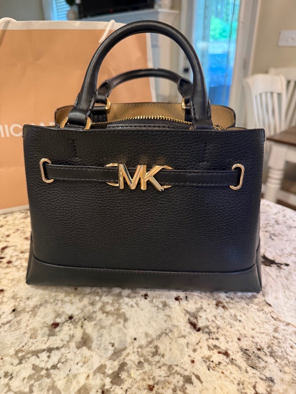MICHAEL KORS- REED MEDIUM LEATHER BELTED SATCHEL
